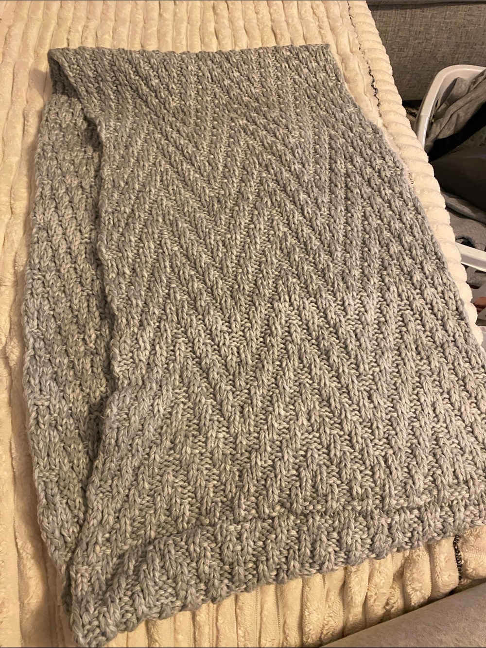 GAP Gray Chevron Knit Infinity Scarf